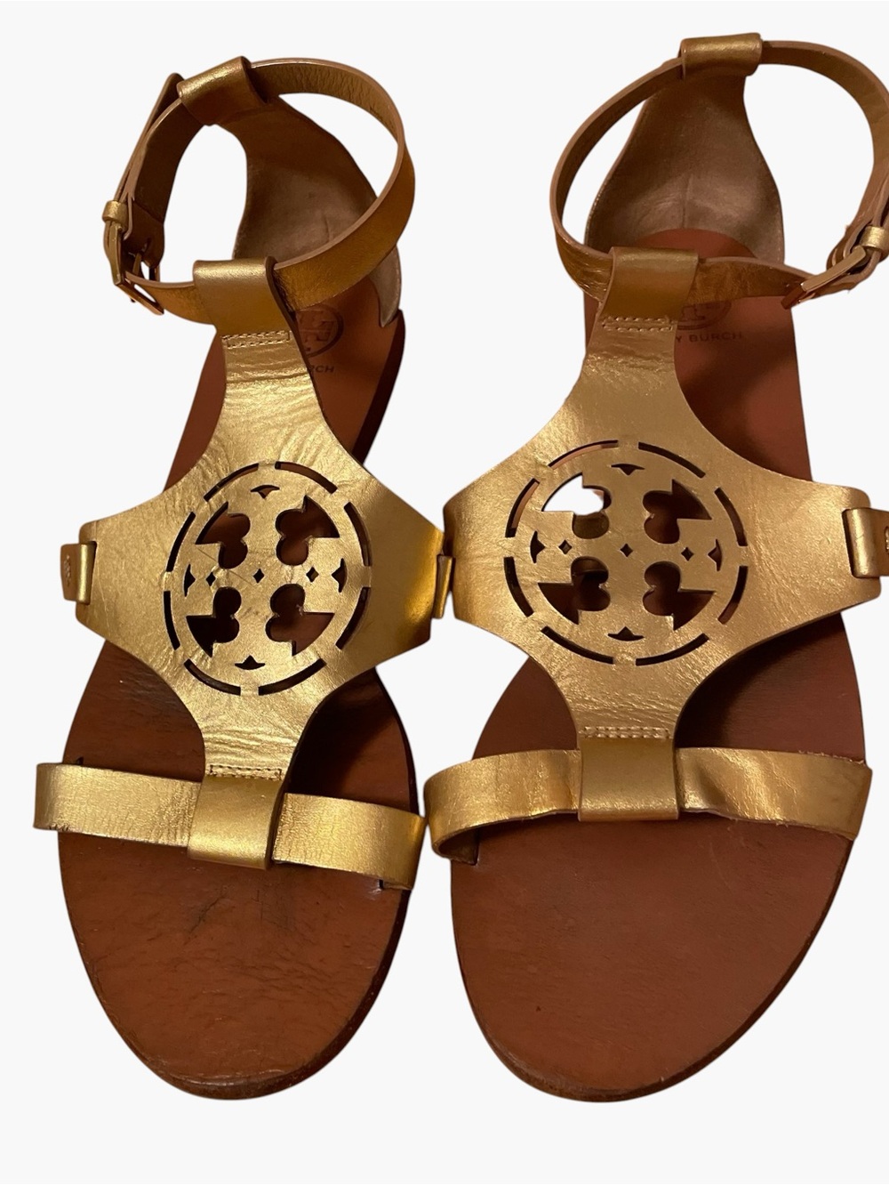 Tory Burch Gold Leather Upper Sandals size 9m - Picture 3 of 12